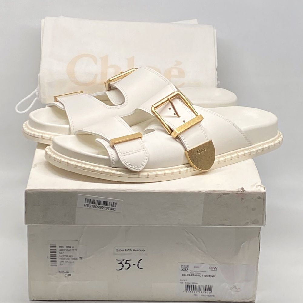 Chloe Rebecca Leather Slide Sandals size 39 - Picture 13 of 15